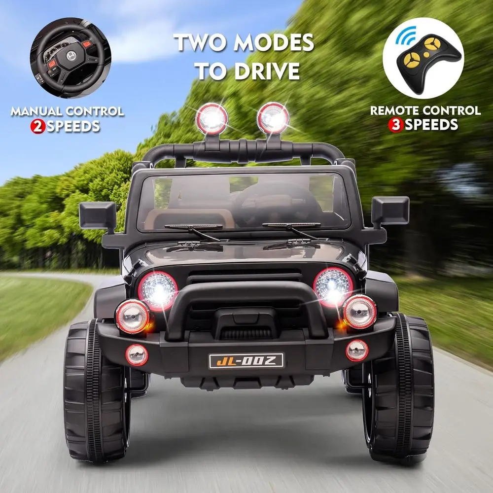 2-Seater Ride On Truck and Car Cover, 12V7AH Children's Electric Car W/Parental Remote Control, Music, LED Lights, Spring Suspen