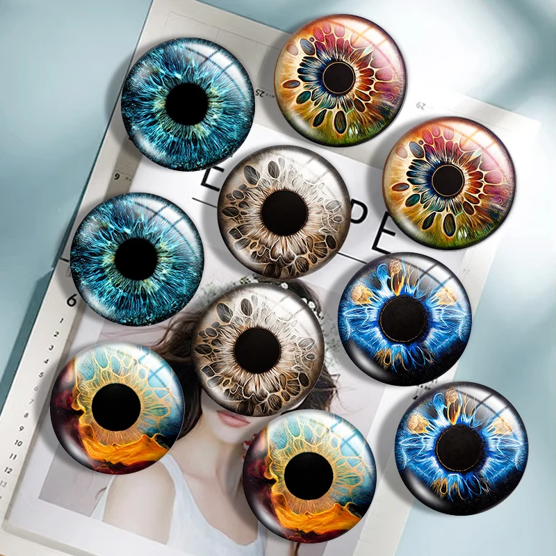 Eyes dostępne 10 sztuk 12mm/16mm/18mm/25mm okrągłe zdjęcie szklany kaboszon Demo płaski tył dokonywanie ustaleń
