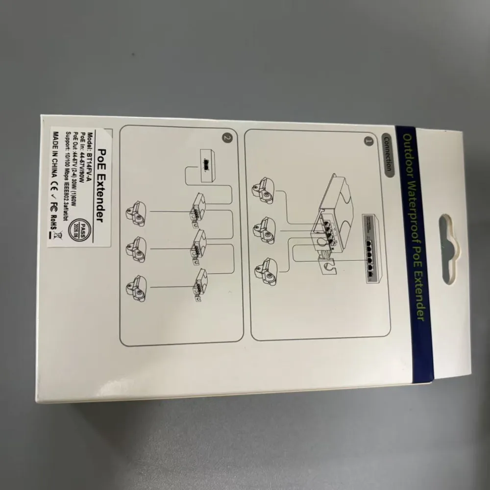 4/5 منفذ مقاوم للماء POE موسع 1 إلى 3/4 منفذ POE مكرر 10/100Mbps في الهواء الطلق شبكة التبديل PoE موسع لكاميرات IP