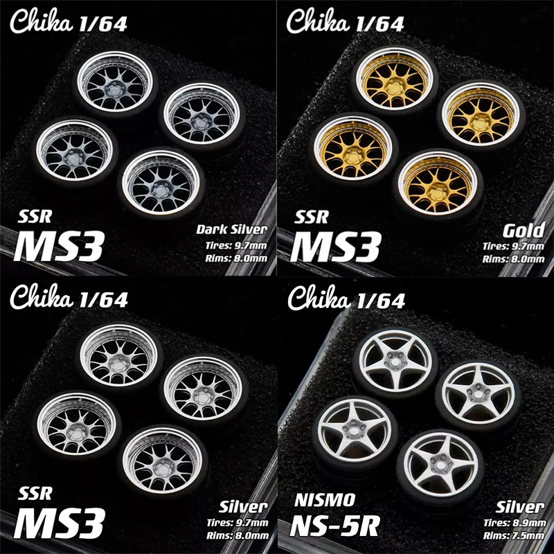 

1:64 Car Chika SSR MS3 9.7mm 8.9mm Modification Metal Wheel Hub Model Child Toy in Stock FAST SHIPPING