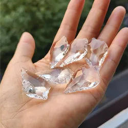 Top Quality 50pcs 38mm Clear Crystal Double Sides Maple Leaf Pendant Christmas Tree Decoration (Free rings)DIY Garden Suncatcher