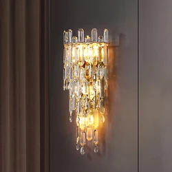 Modern Minimalist Light Luxury Crystal Wall Lamp Living Room Sofa Tv Background Bedroom Bedside Corridor Lighting