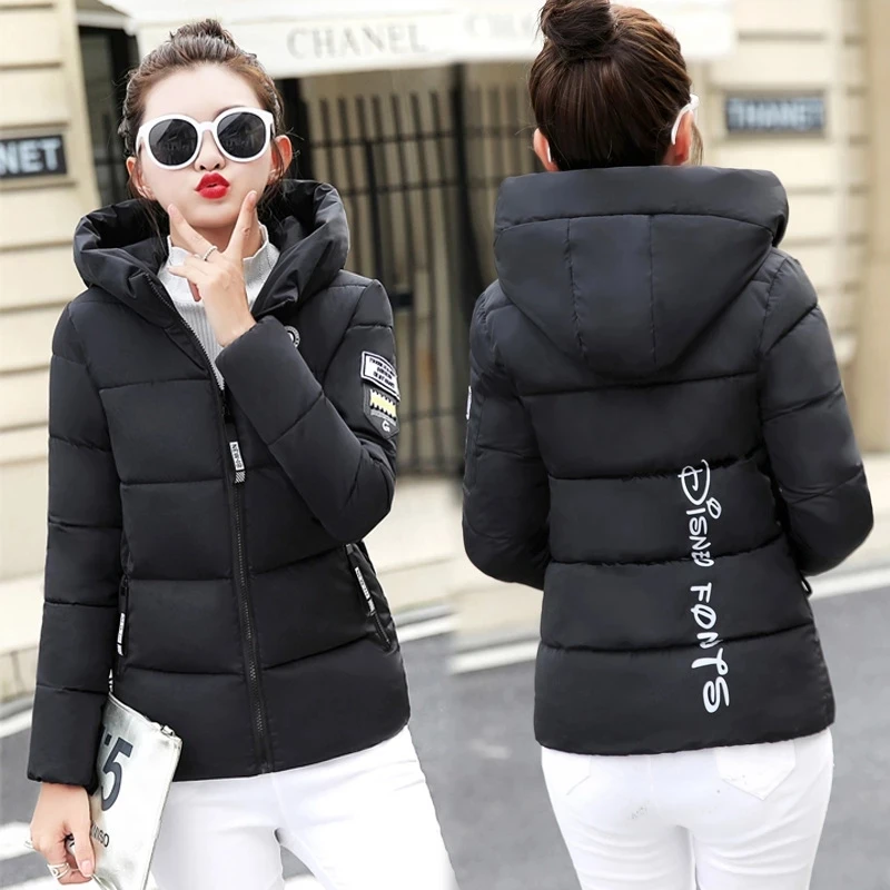 Com Capuz Grosso Quente Jaqueta Curta Algodão Acochoado Parka Básico Casaco Feminino 2023 Novo Inverno Parkas Mulheres Jaqueta Outerwear