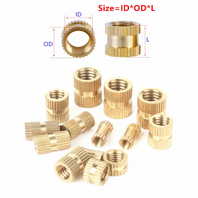 1000pcs/lot M2 M2.5 M3 M4 M5 Brass insert nut Injection Molding Knurled Threaded Inserts Nuts