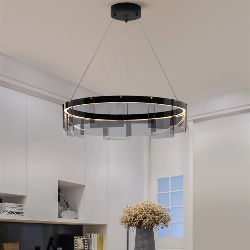 Stratos LED Chandelier modern glass LED light luxury minimalist light design for dining room hall