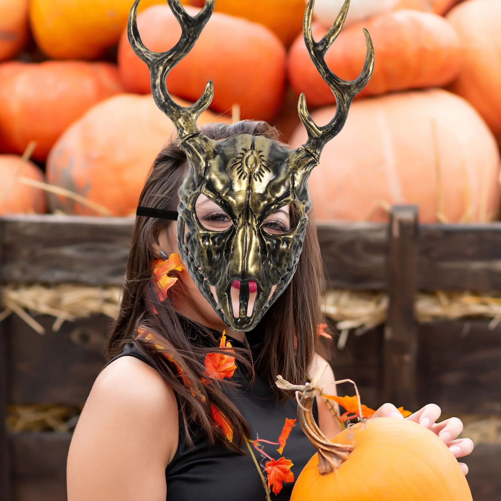 Máscara de asta, disfraz con cuernos de Halloween, accesorios de ciervo, máscaras faciales, cabeza de Animal, decoración de pared, hombre de graduación