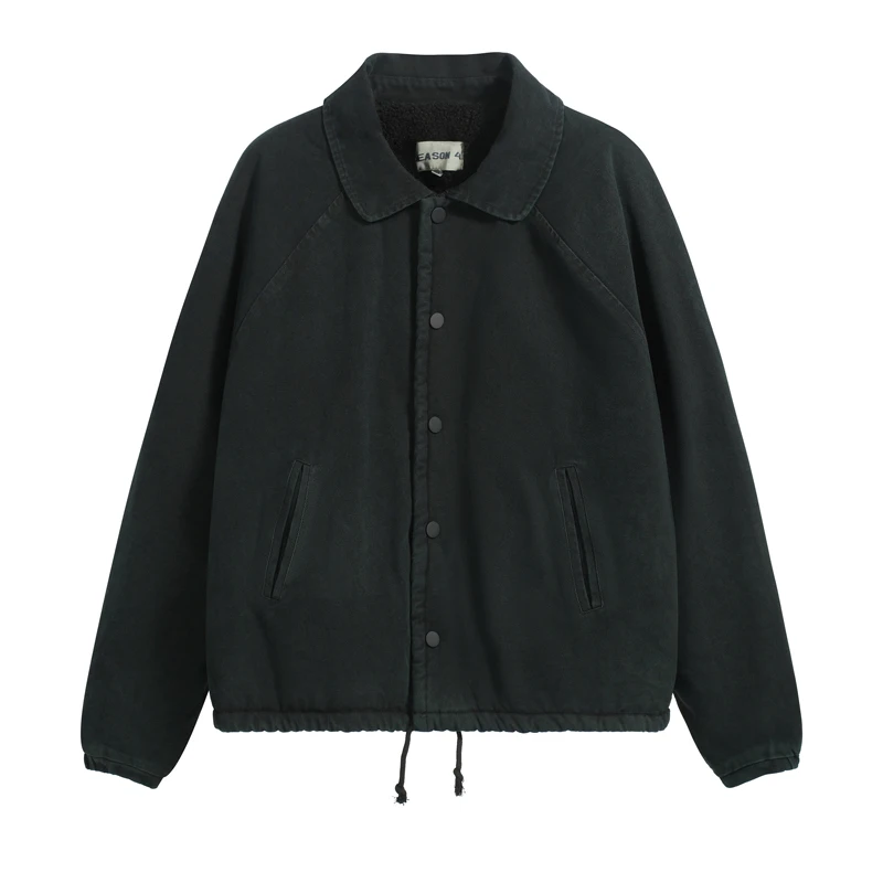 

season 4 kanye west washed single-breasted lapel jacket inside polar fleece coat men women high quality loose keep warm jackets
