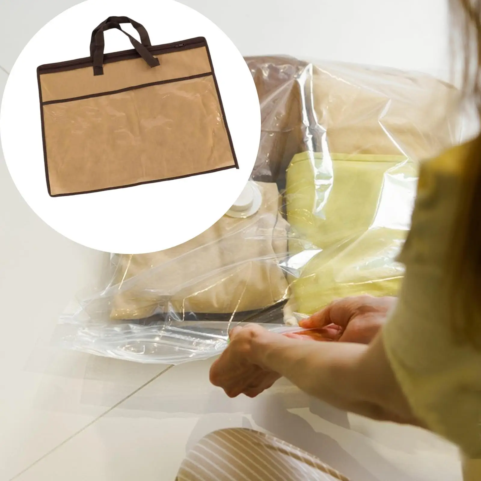 Storage Pouch for Blankets Comforters Pillows Bedding Quilt Organizer with Zipper Foldable Clothes Container 21 Inch Case