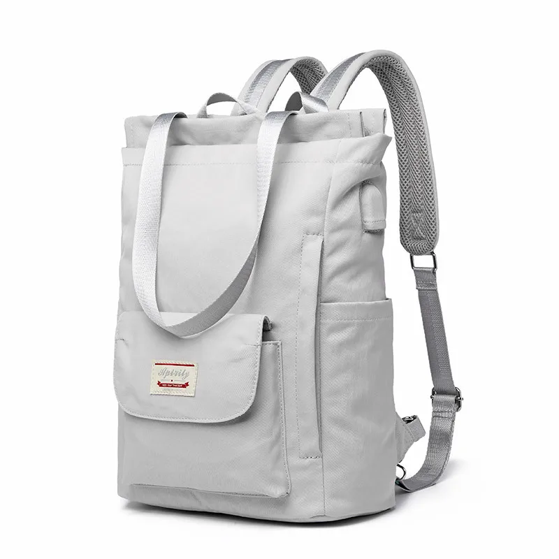 New Solid Color Japanese White Unisex Student Schoolbag Large Backpack Waterproof Shock-absorbing Laptop Bag