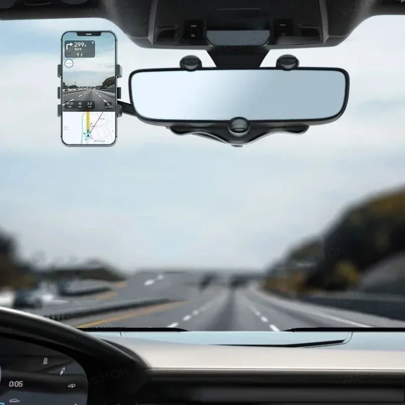 Rearview Mirror 360 Rotation Phone Holder Car Phone Mount Stable Gripper Smartphone Navigation Bracket For iPhone Samsung Xiaomi image 2
