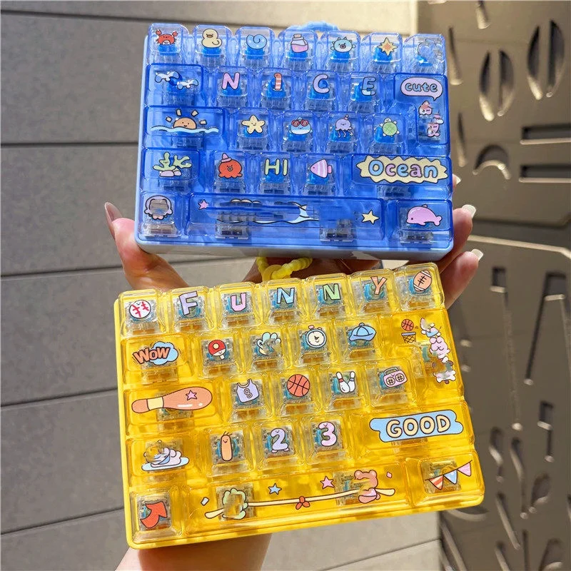 Keyboard Keycap Clicker Fidget Fidget Keyboard Key Caps Anti Stress Keychains Cute Clicker Keychain Bag Charms