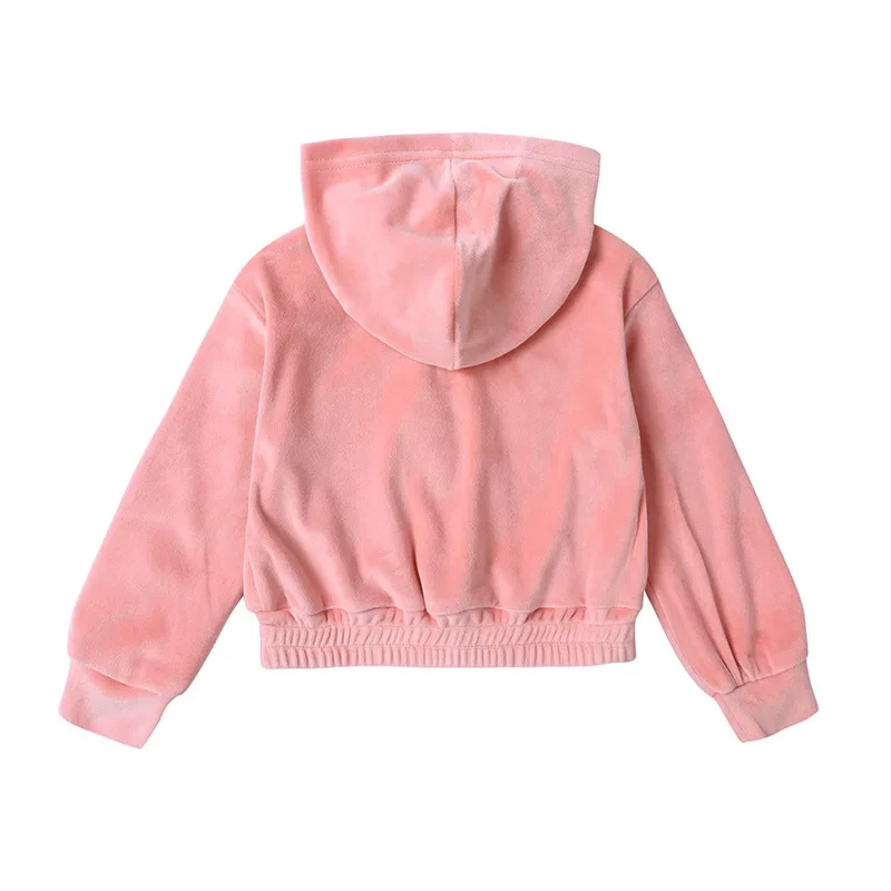 2-14Y طفل الفتيات القطيفة رياضية مجموعات زمم مقنعين سترة وسراويل لينة المخملية الأطفال ملابس رياضية كاجوال أكتيفيوير الزي