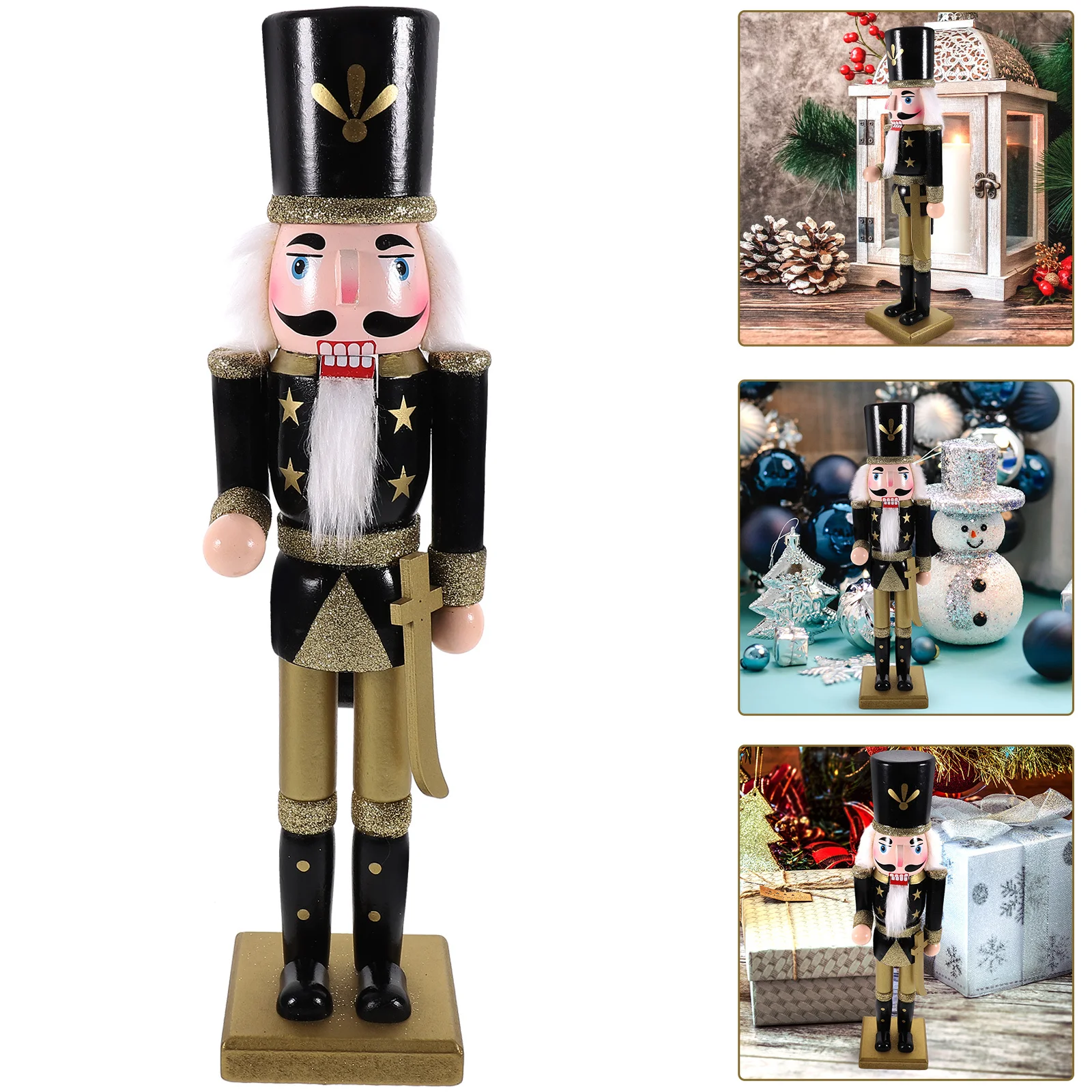 

Christmas Nutcracker Soldier Wooden Desktop Decor Exquisite Realistic Xmas Table Top Ornament Festival Cheerful Ambiance
