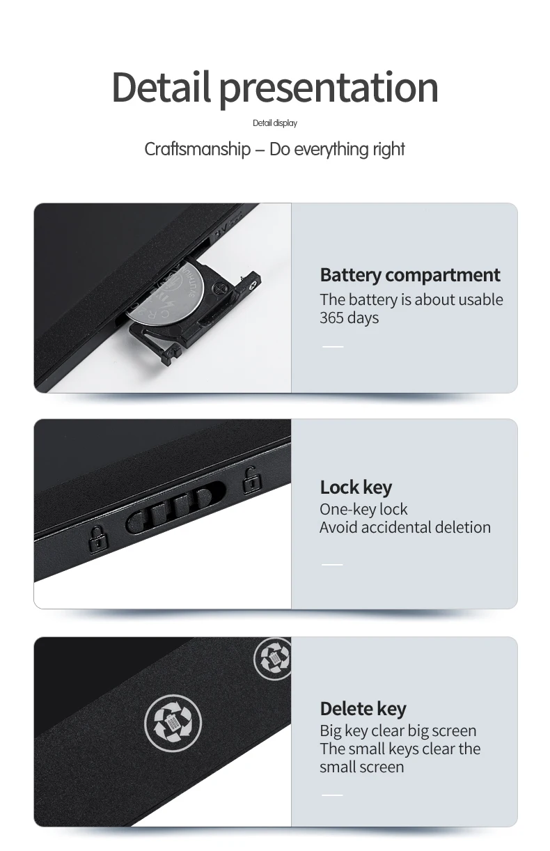 9,5 Zoll LCD-Schreibtafel Vollbild super fein doppelseitig für Kinder Zeichenblock Student Schreib block Geschenke Büro Notizblock – Detail 16