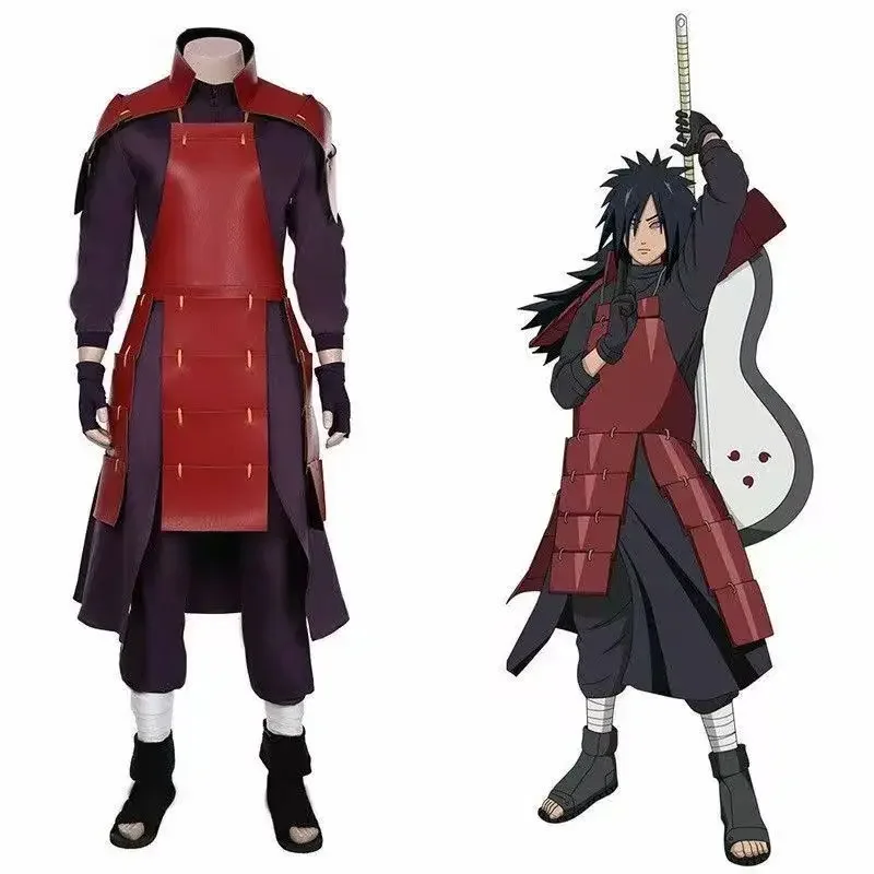 Disfraz de Cosplay de Anime Akatsuki Uchiha Madara para Hombre, Traje con Forro de Armadura, Pantalones, Disfraz de Halloween, Disfraz de Fiesta