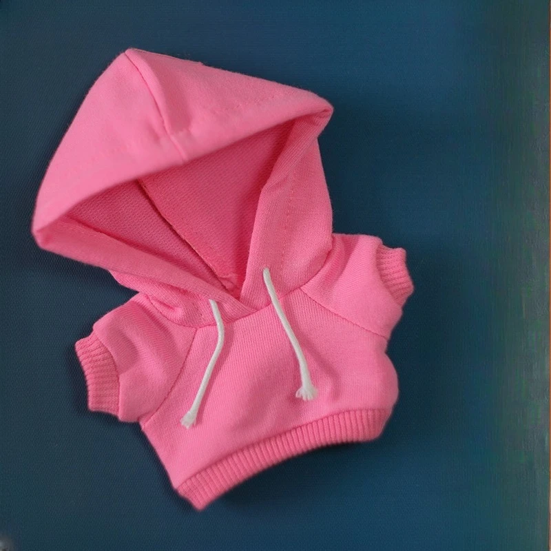 1세트 17cm 면 후드 단색 스웨터 인형 후디 플러시 아기 옷 라부부용 부드럽고 따뜻한 가을 겨울 컬렉션