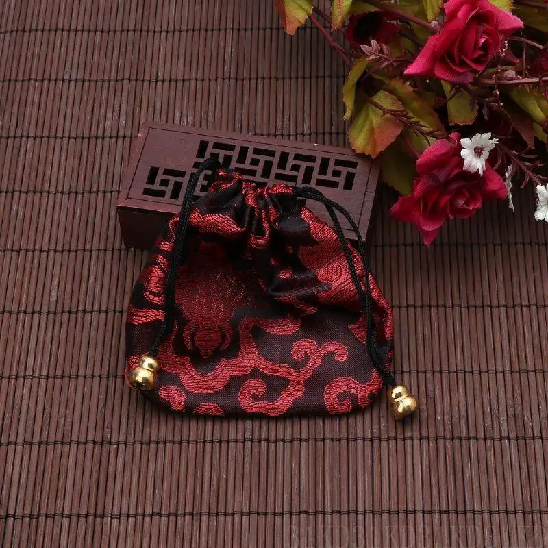 

31KD Silk Brocade Embroidered Drawstring Jewelry Bag Gift Bag Basket Drawstring Coin (Multiple Colors)