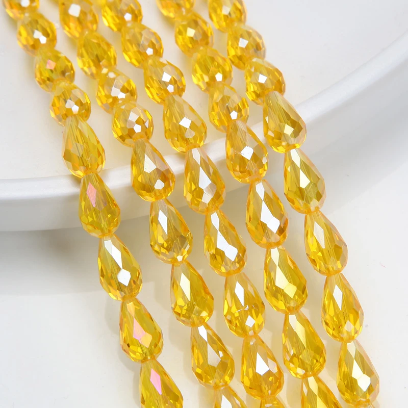 1 Strand 8x12mm Spacer Water Drop Beads AB Shine Glass Crystal Beads Bracelets for Women Accessory Beads for Jewelry Making