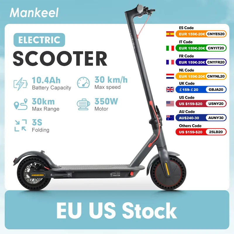 Mankeel Electric Scooter for Adult E Scooter 350W 25KM/H Smart APP Control Foldable Electric Kick Scooters 30KM Range E Scooter