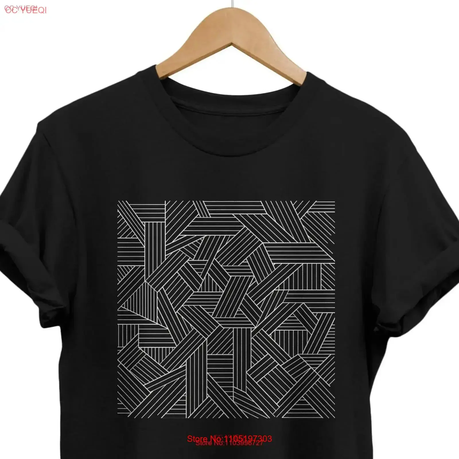 AbstracT تي شيرت الحد الأدنى الفني هندسية قمة الفن الحديث الهندسة الفنية الملابس الجمالية 90s الملابس خمر غسلها #1