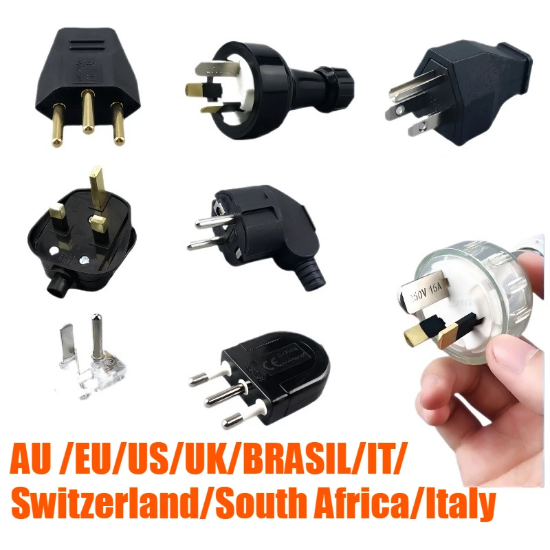 UK/EU/AU/US SCHUKO Brazil/South Africa/Italy South Africa Assembly Detachable Power Plug 13A 15A