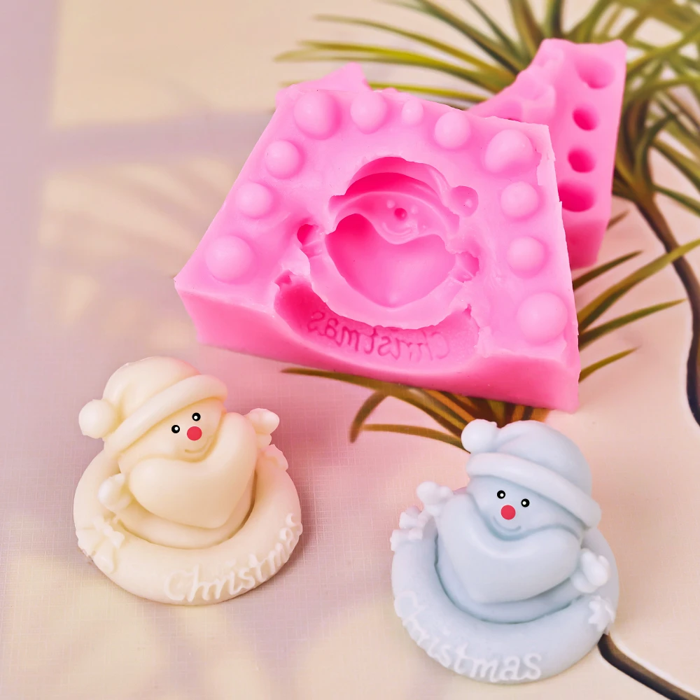 

Силиконовая форма с открытым снеговиком и свечой для рукоделия, мультяшный Санта, искусственный шоколад, Рождественский день, искусственная смола, Декор