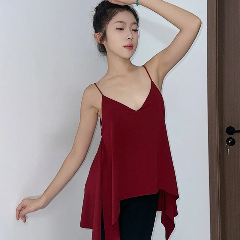 ชุดเต้นรำละติน - เสื้อชิ้นเดียวแบบไร้สายสำหรับผู้หญิงสำหรับการฝึกซ้อมการเต้นรำสมัยใหม่