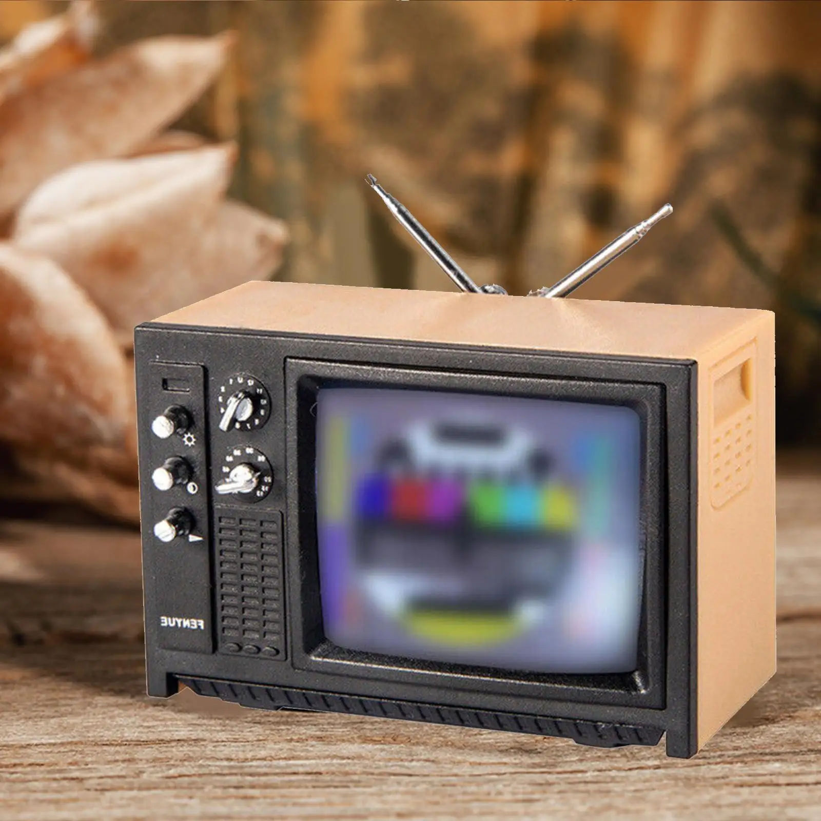 1:12 인형집 빈티지 올드 스타일 미니어처 텔레비전 TV 그림이 있는 인형집 가구 모델 장식 장난감