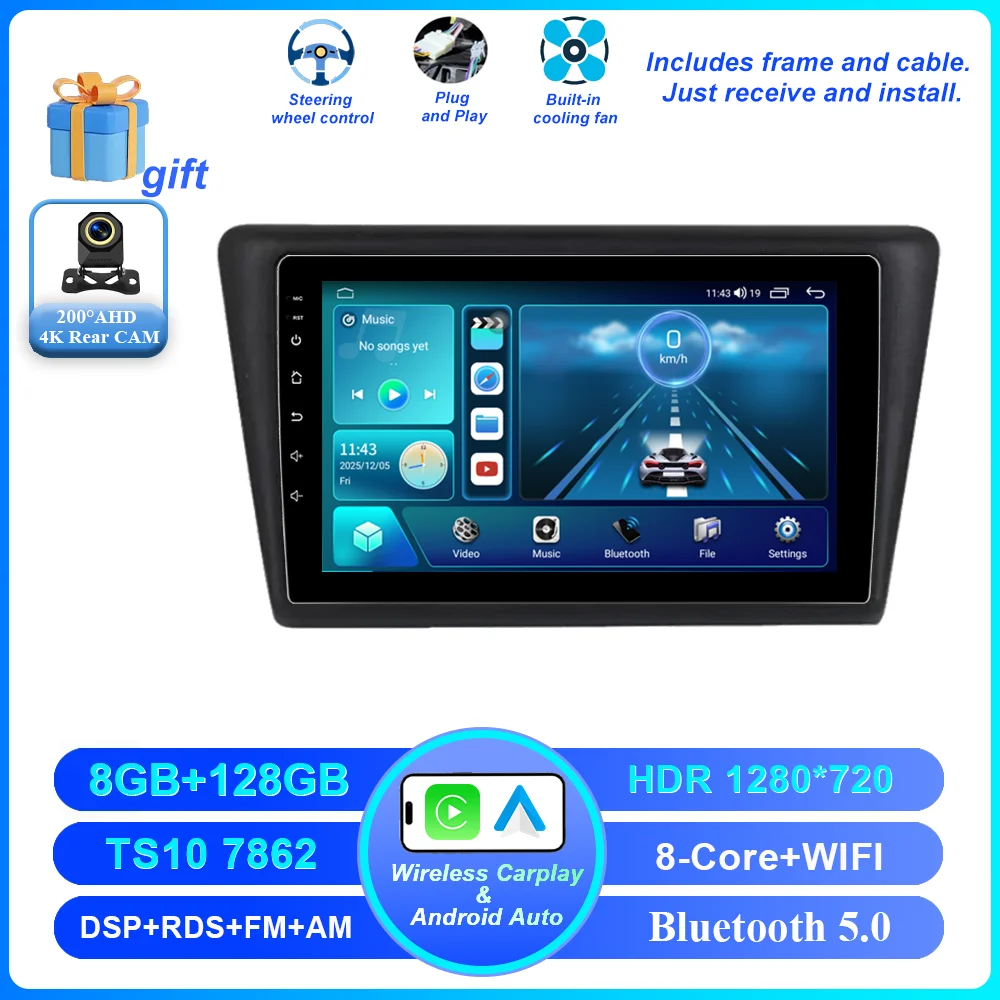 Android 16 Carplay Car Radio For VW Skoda Rapid 2013 2014 2015 2016 2017 2018 2019 Seat Toledo 2015 - 2018 GPS Multimedia Stereo image 3