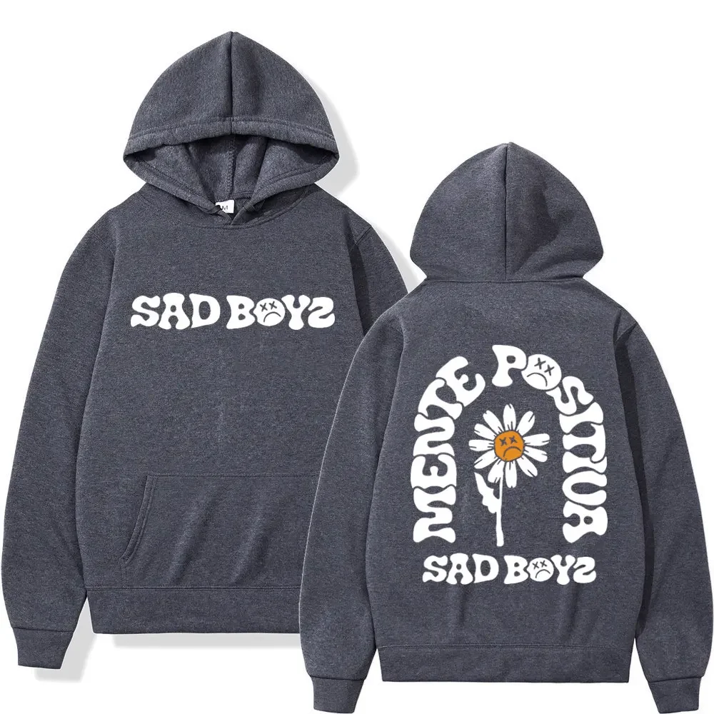 Singer Junior H Sad Boys Positive Mind Funny Print Hooded Men Women Y2k Hoodies Oversized Sweatshirt Hip Hop Unisex Streetwear