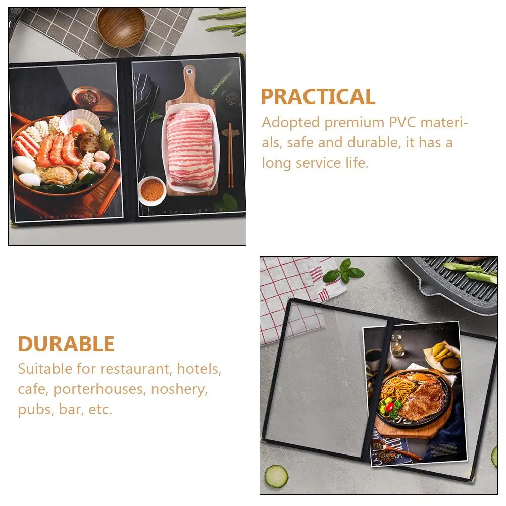 Transparent Menu Covers A4 PVC Folder 8 Pages Restaurant Hotel Cafe Binder Protector Display St Practical Modern Design