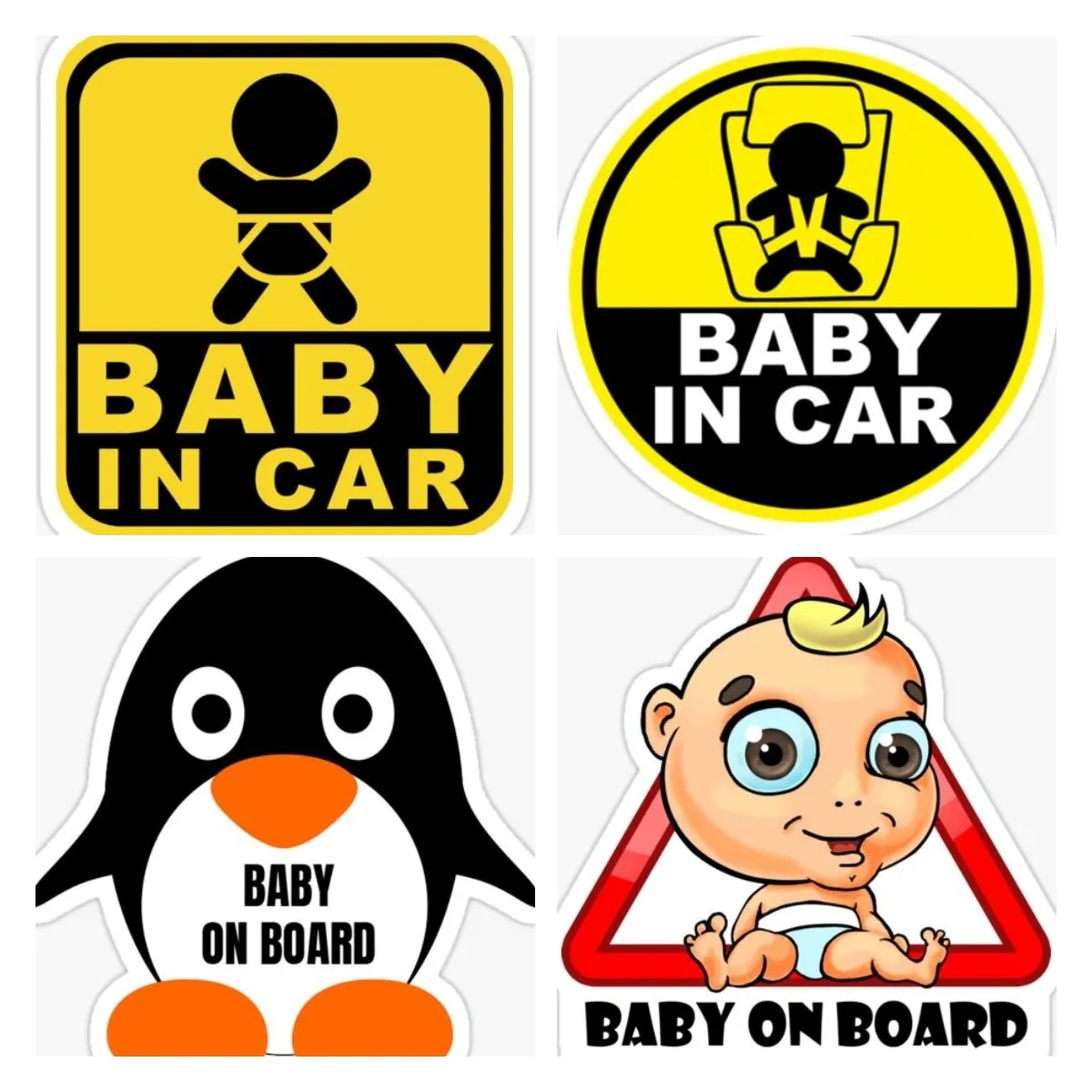 

Creative BABY ON BOARD Rear Windshield Car Stickers Cool Reflective Sunglasses Warning Decals Black Silver Personality Decor