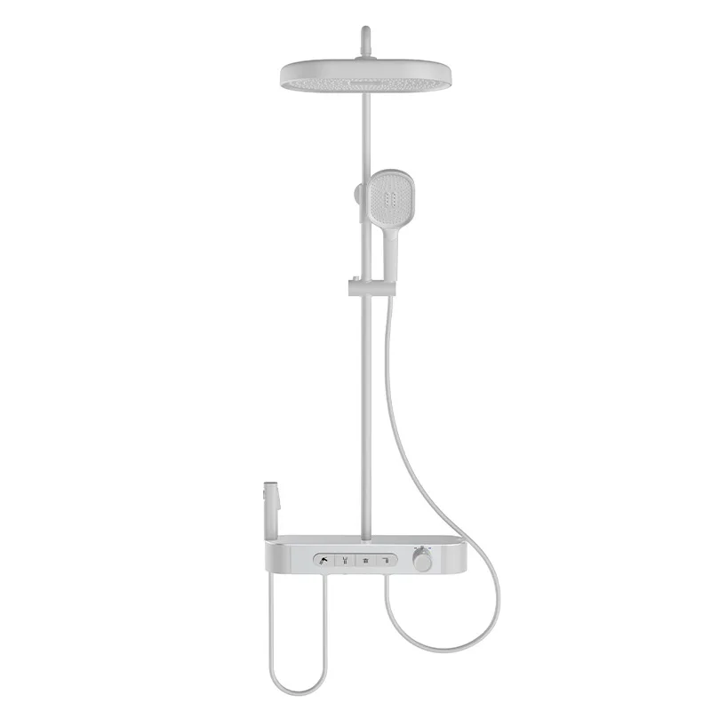 

Simple white supercharged large shower shower set, intelligent digital display constant temperature storage table, shower,