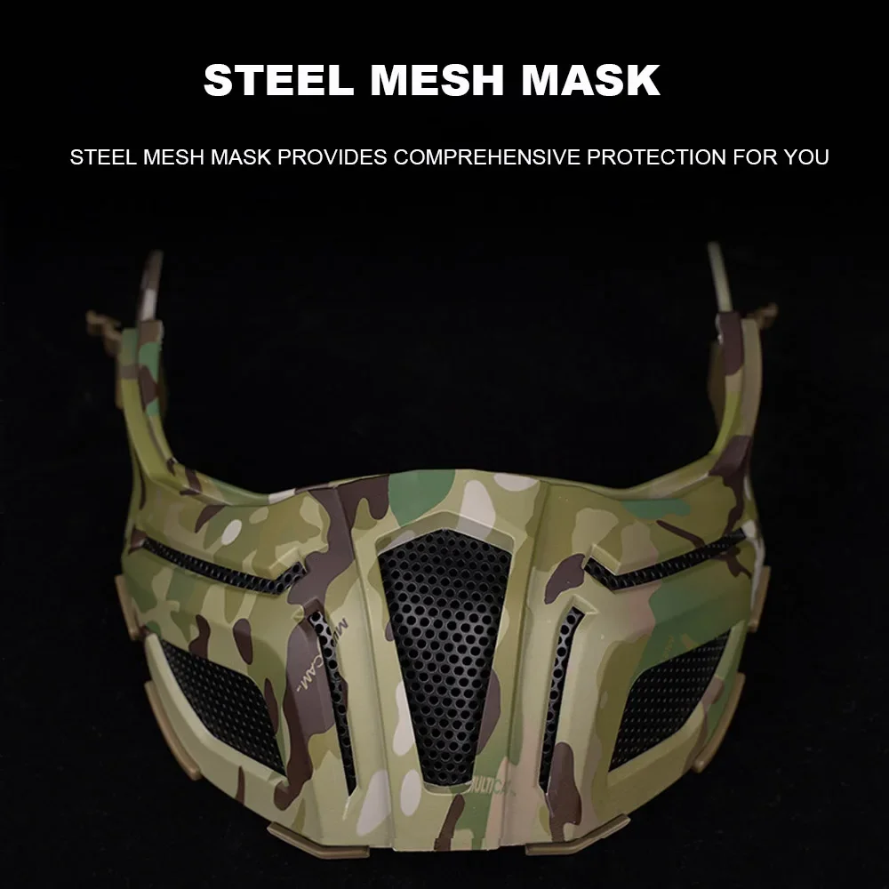 Tactical Fast Helmet with Flip Goggles Steel Mesh Half Mask for Airsoft Paintball Militar Hunting Halloween Outdoor Bike Sports