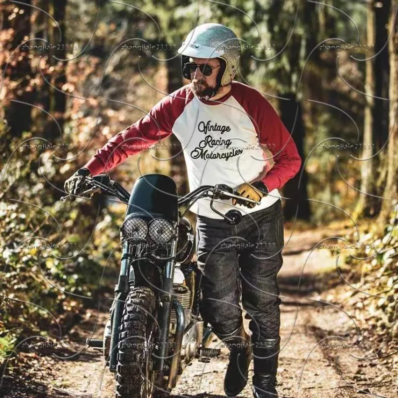 

2025 New Spring and Autumn Vintage Printed Off Road Motorcycle Sports Long Sleeve Outdoor Quick Drying Cycling Clothing