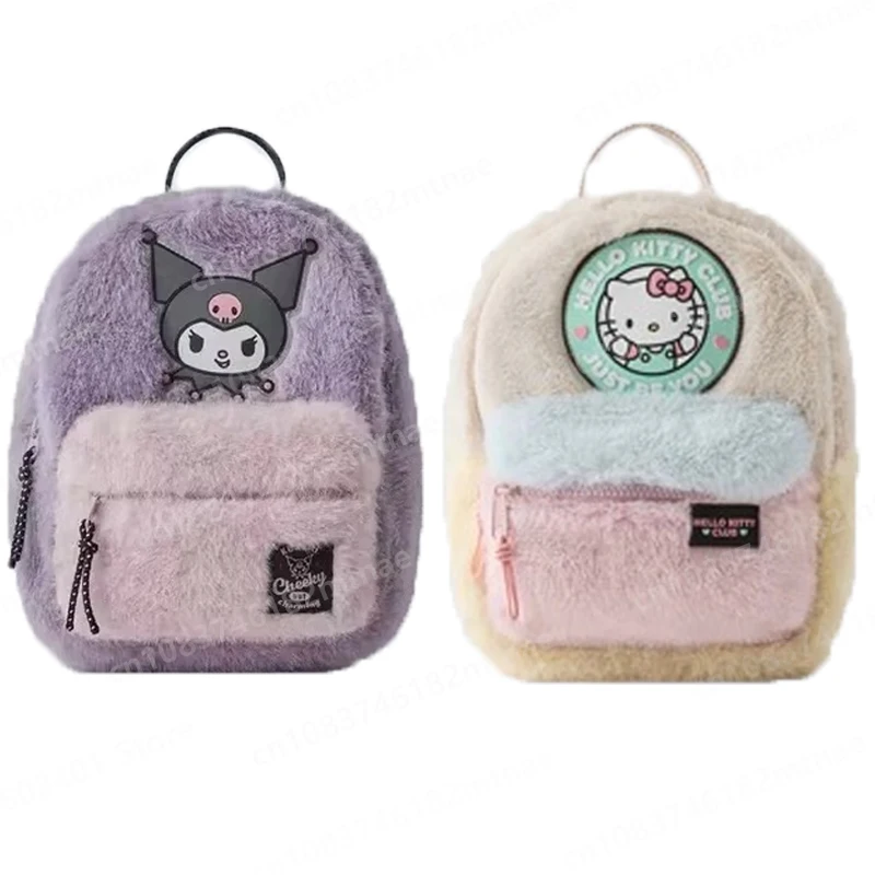 

2024 New Hellos Kittys Kuromis Plush Backpack Student Backpack Large Capacity Backpack for Children Birthday Gift Christmas