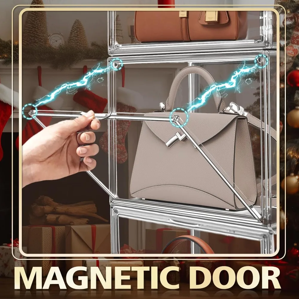 4 عبوات من منظم صندوق الأحذية الشفاف، حافظات عرض أكريليك لكتاب شخصيات التجميل والمقتنيات، حقيبة كبيرة جدًا قابلة للتكديس #4