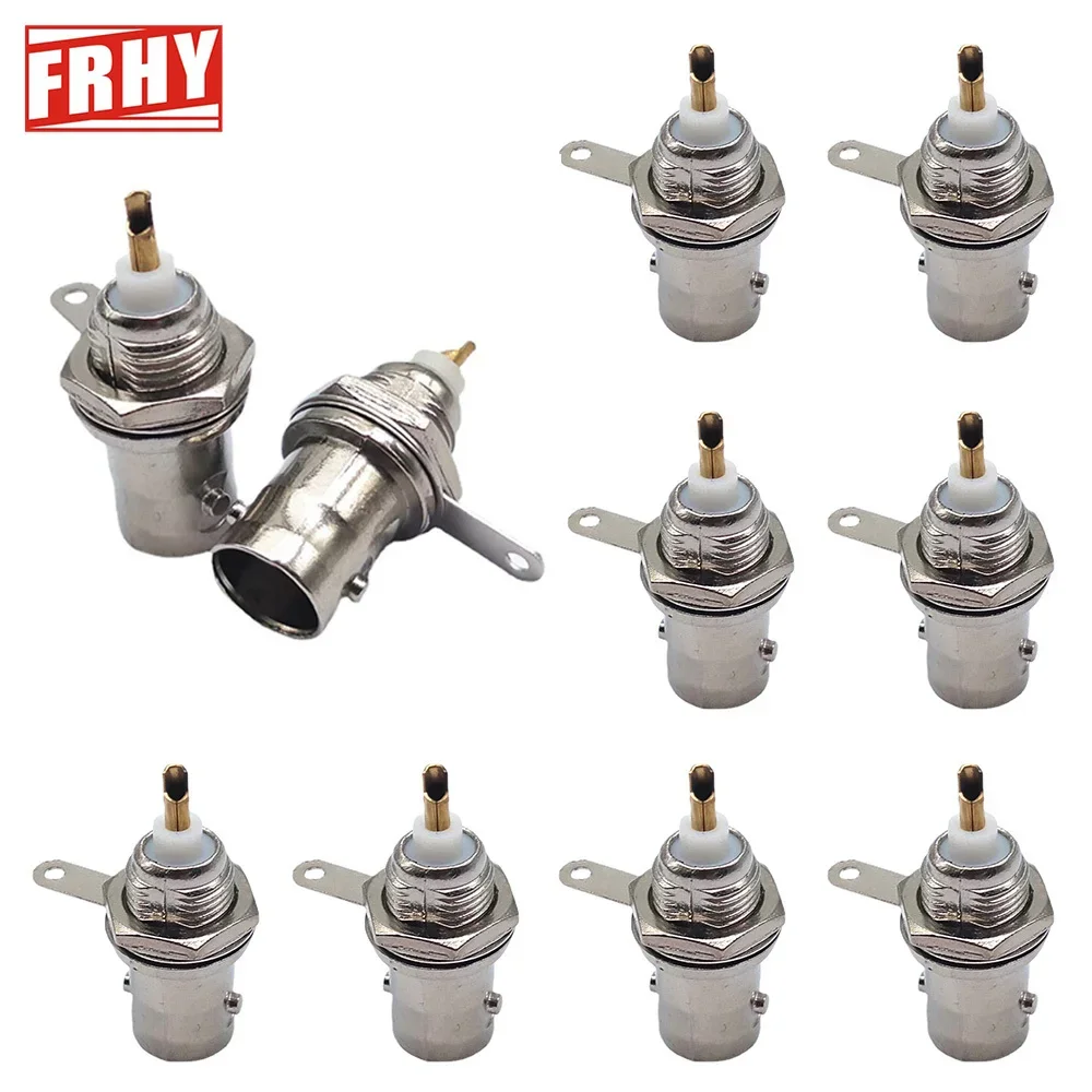 10Pack BNC Female Panel Mount Connectors Solder Post Jack RF Coaxial Adapter Easy Install DIY CCTV Surveillance Audio Video