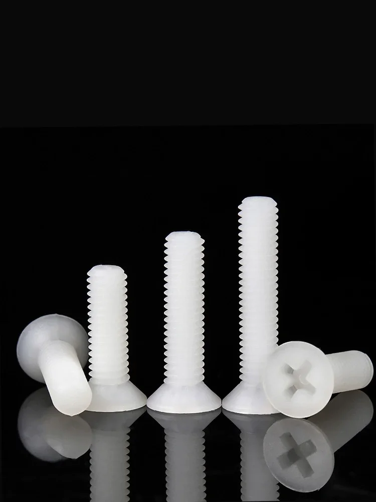 M2 M2.5 M3 M4 M5 M6 M8 White Plastic Nylon Countersunk Head Screws Phillips Flat Head Bolts