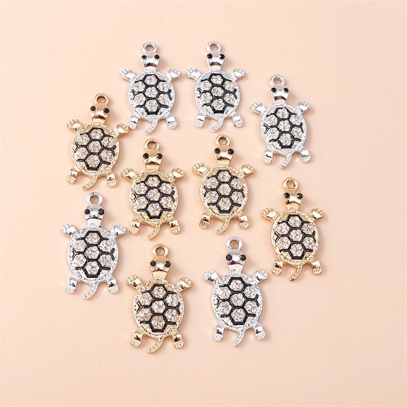 

20pcs 16x28mm Cartoon Crystal Alloy Animal Turtle Charms Pendants for Jewelry Making Drop Earrings Necklaces DIY Crafts Supplies