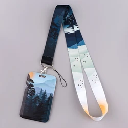 Minimalist Style Credential Holder Mountain Neck Strap Lanyard Phone Strap ID Badge Holder Rope Key Chain Key rings Accessories