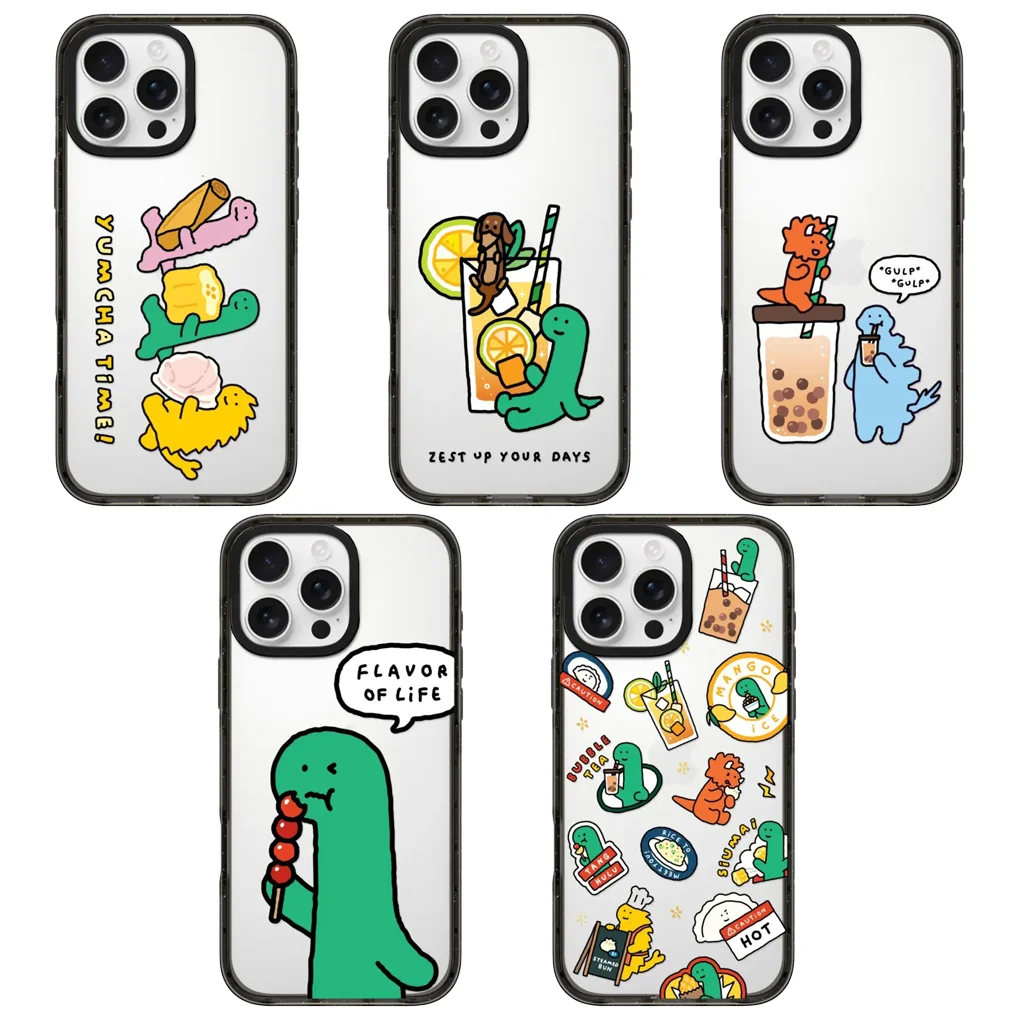 

Lemon Tea Letters Black Border Protective Acrylic MagSafe Case for IPhone 12 13 14 15 16 Pro Max Cover Shell