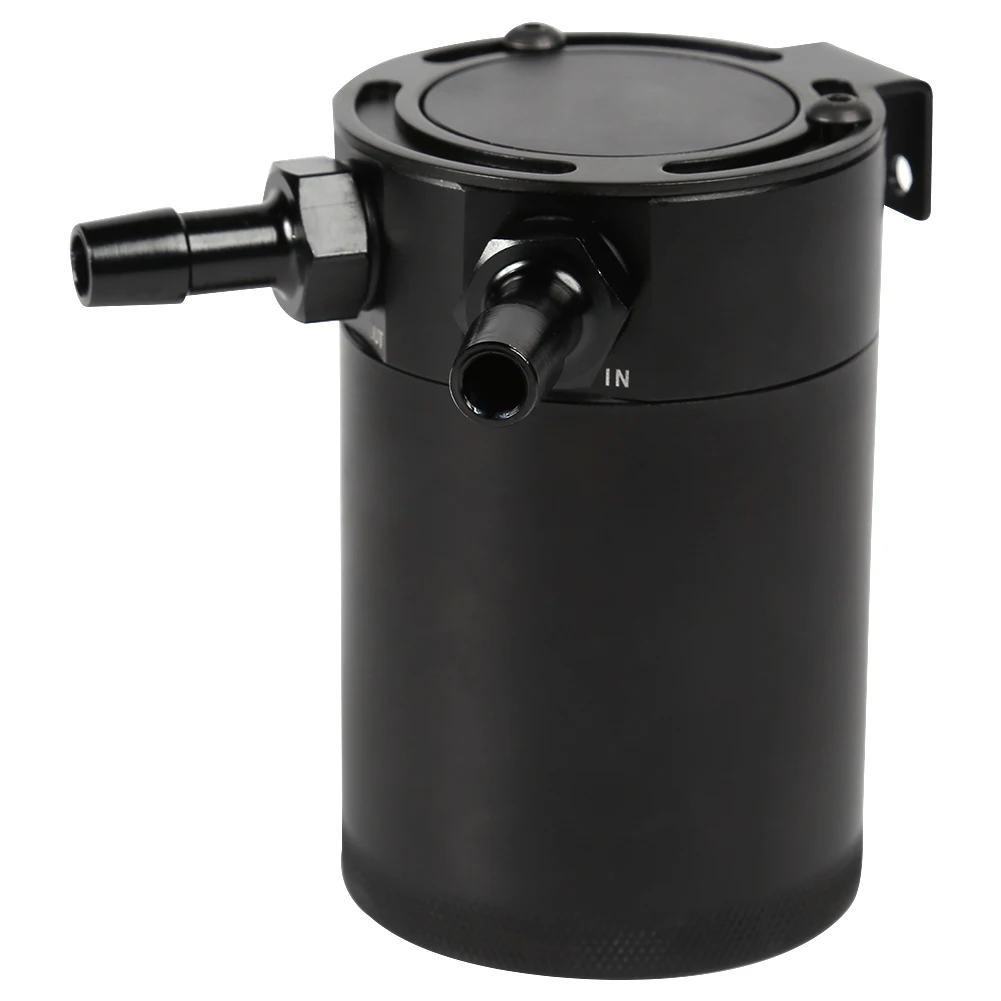 Baffled Aluminum Oil Catch Can 2 Port Oil Catch Tank Reservoir Universal