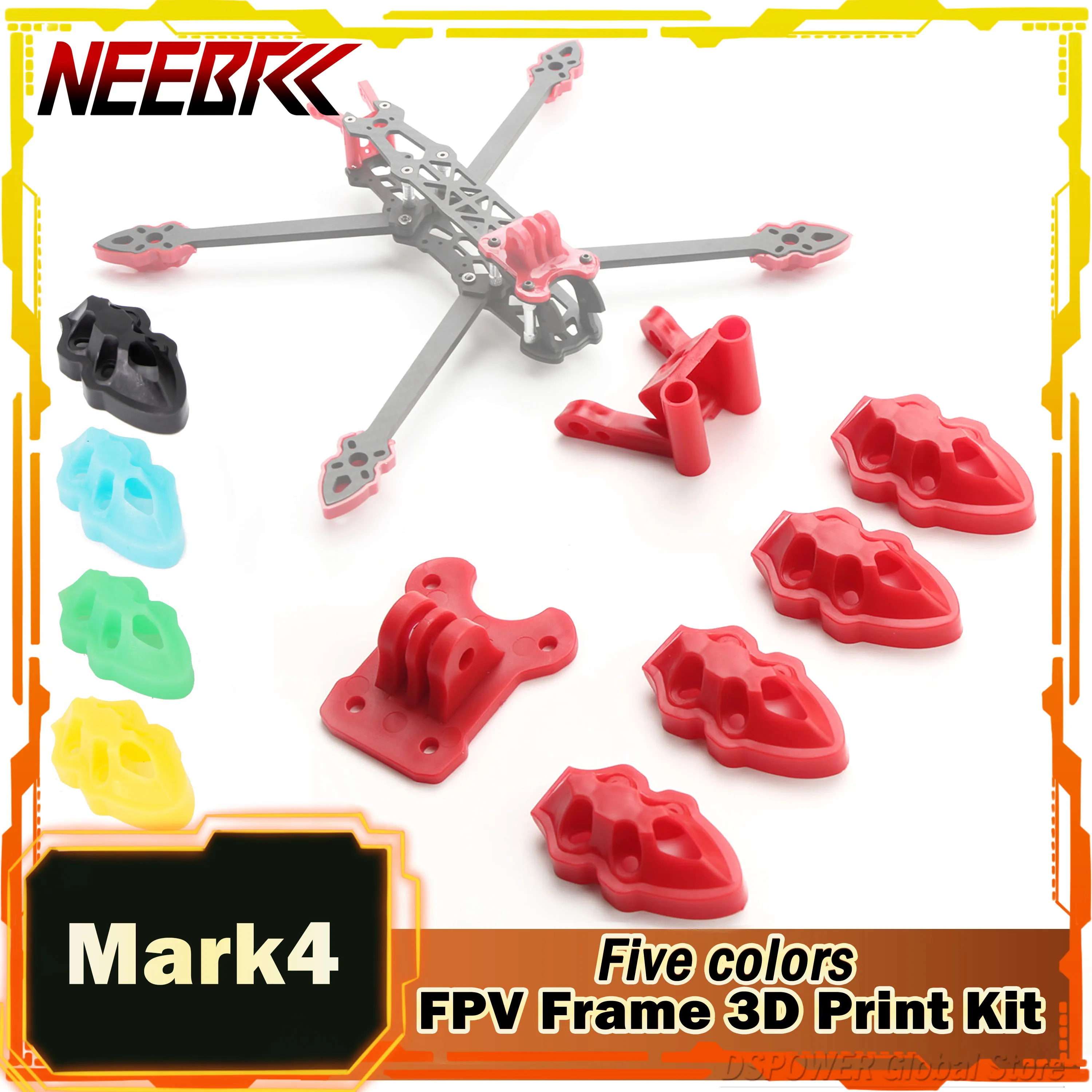 FPV Drone 3D Printed Set Motor Antenna GOPRO Camera Mounting Base Kit for Mark4 RC Racing Four-axle Quadcopter Frame Freestyle