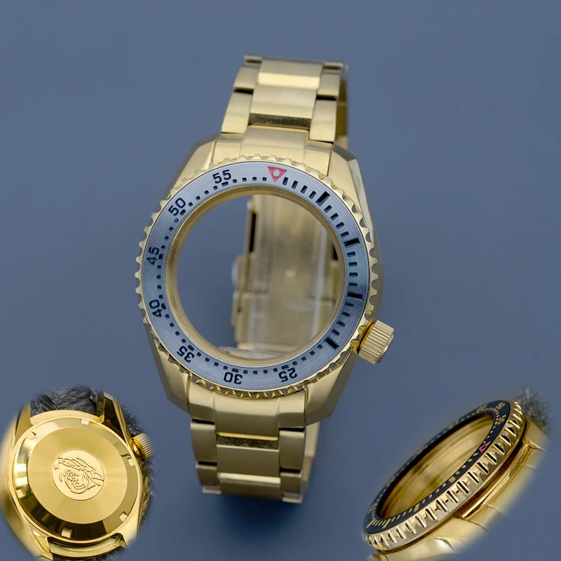 NONE Gold Armband Uhrenteile Solides Gehäuse 316L Edelstahl Uhrenarmband Passend für SPB185/187 Taucheruhrengehäuse für NH35 NH36 Moveme 8