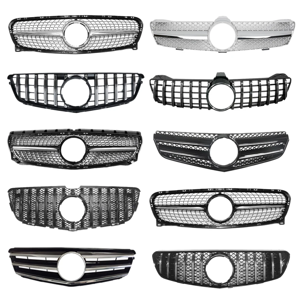 WRR Auto Accessories Grille For Mercedes Benz W204 W164 W223 W447 Sprinter Modification Diamond AMG Front Bumper Grill For