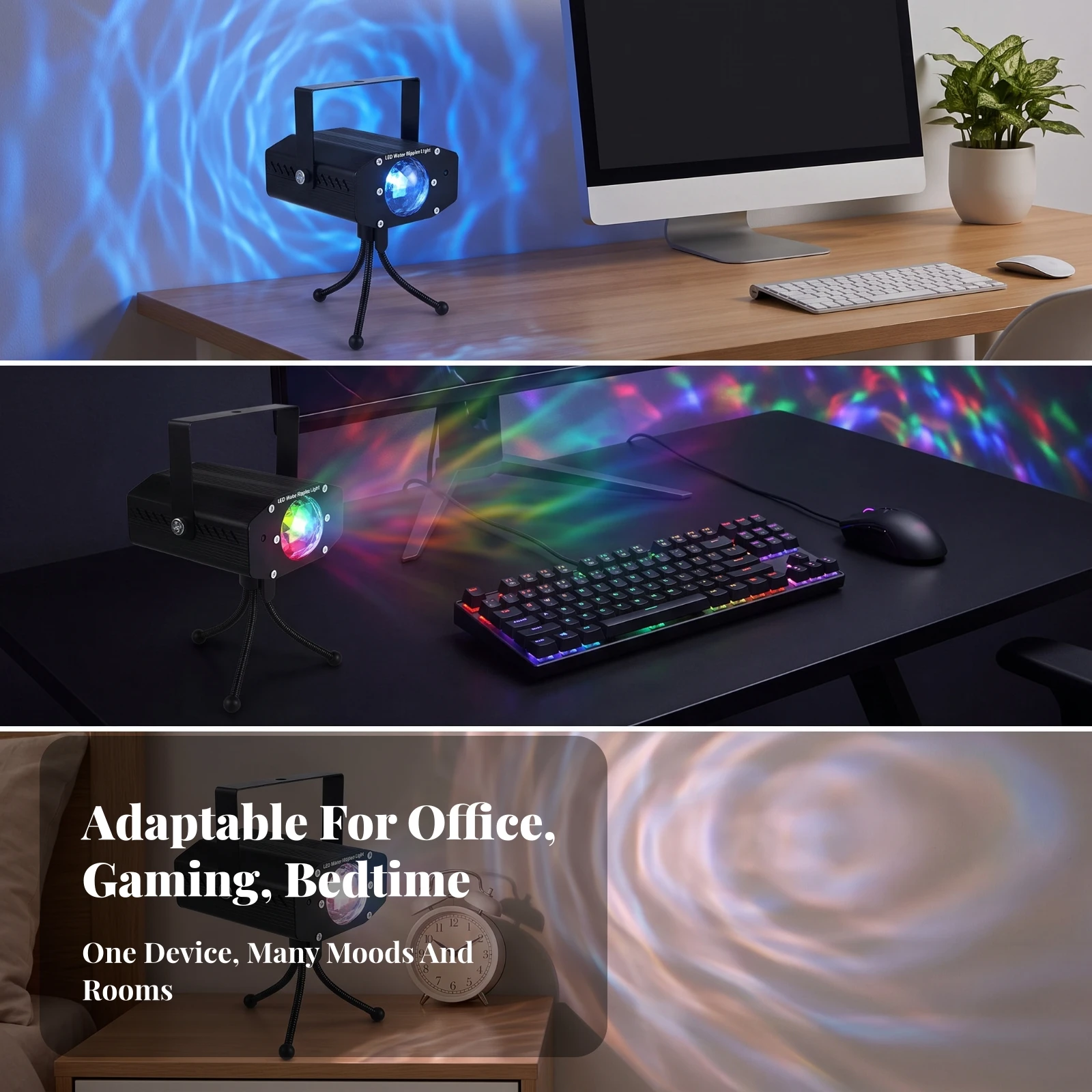 Water Wave Light RGB Water Wave Light Emitter Ocean Wave Light Emitter Light Color-Changing Ambient Lighting for Parties