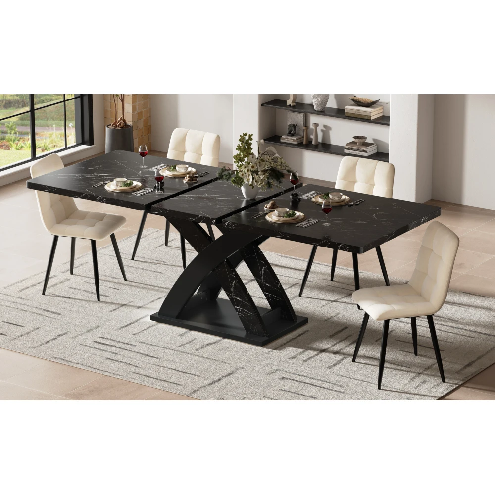 طاولة طعام قابلة للاستخراج مقاس 120-160 سم - مقاعد تصل إلى 6 أشخاص، متعددة الاستخدامات لغرفة الطعام/المطبخ/الشرفة، طاولة مطبخ متعددة المشاهد #6