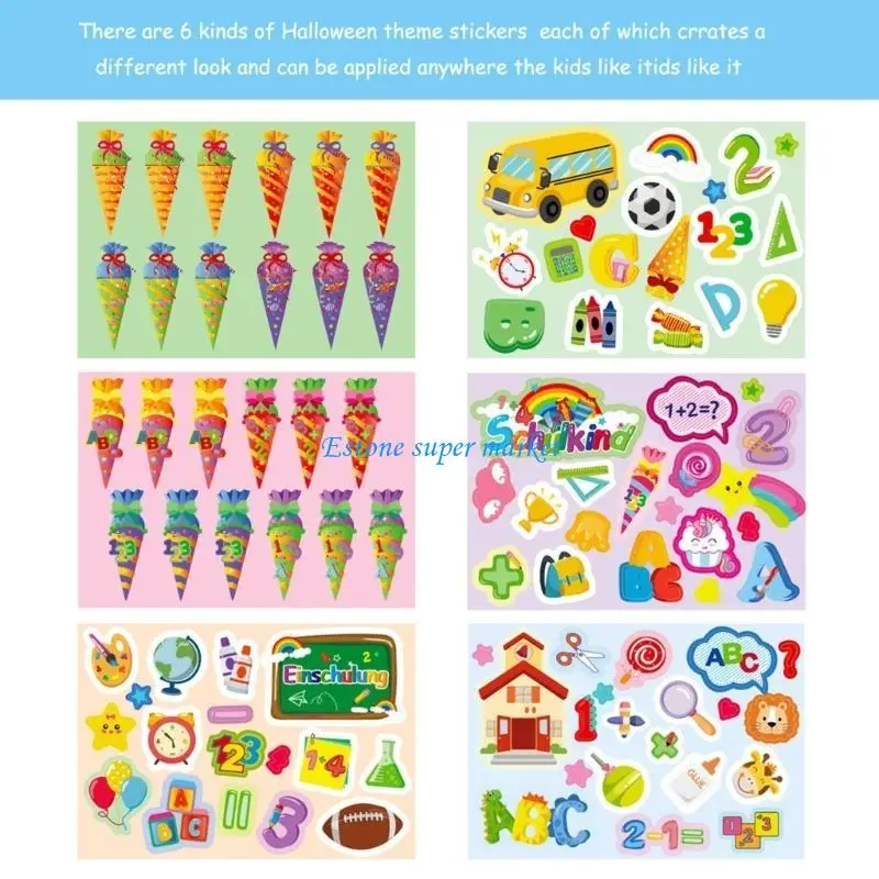 090B Sáng Tạo 6 Cái/gói Thời Trang Trở Lại Trường Miếng Dán Đàn Guitar Điện Thoại Laptop Chống Nước Miếng Dán Trang Trí Decors