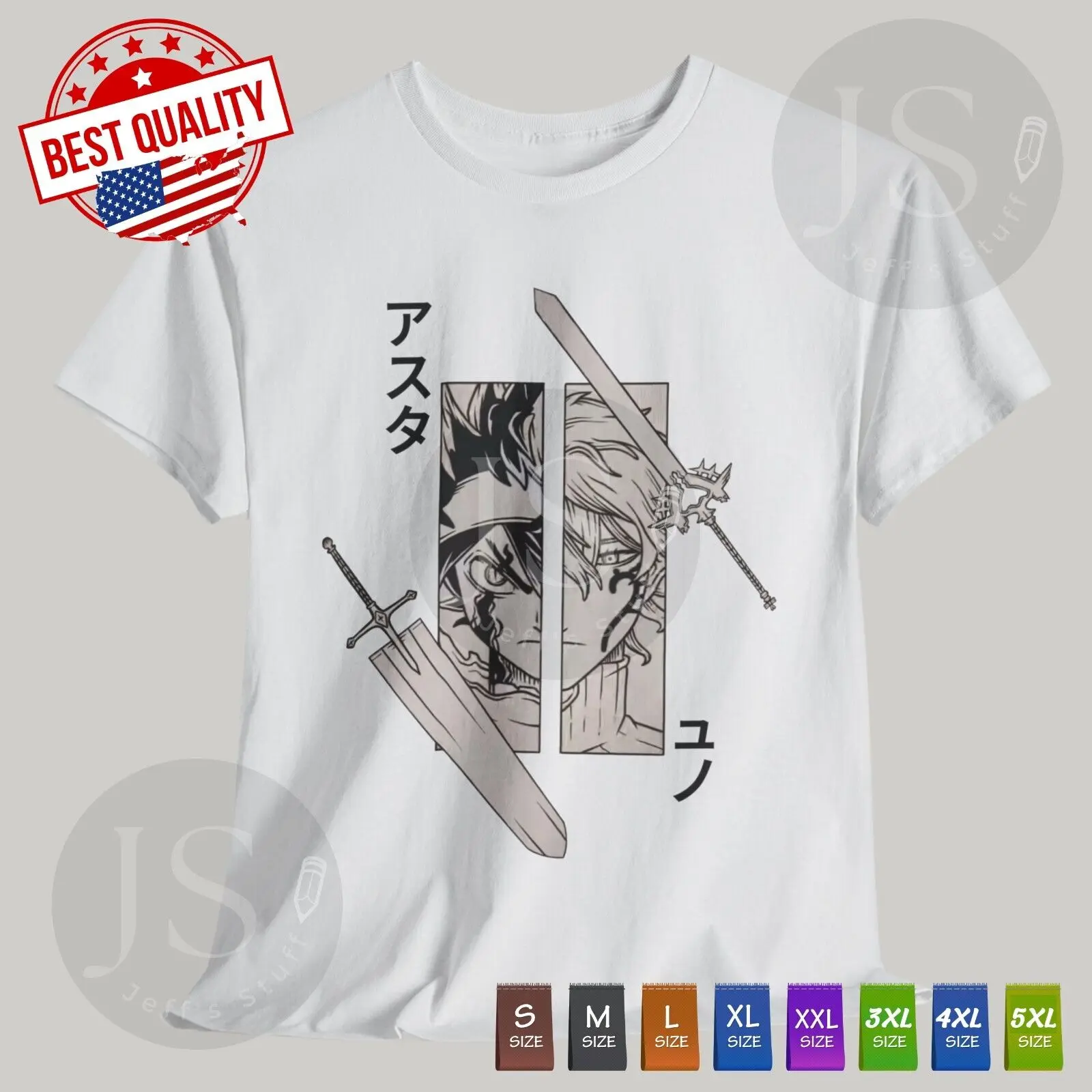 Asta Yuno T Shirt Black Clover Anime Clothing Cosplay Manga Japanese Tee